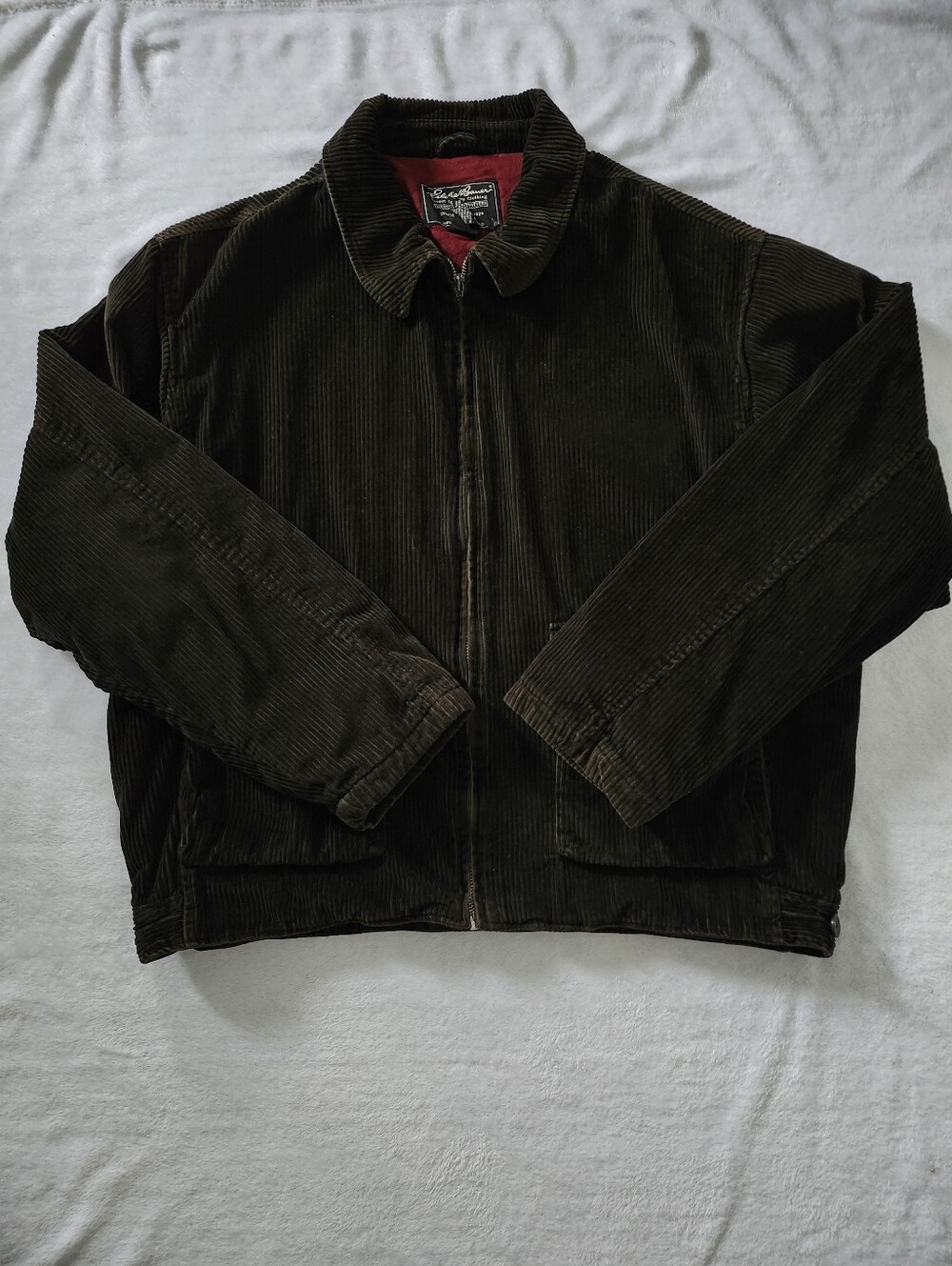 ​Vintage Eddie Bauer Corduroy Jacket Quilted Lined Mossy Green XL Tall Gorpcore